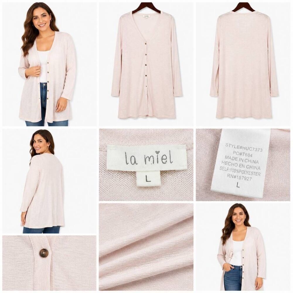 La miel Large Tan Long Juniors Cardigan Sweater
